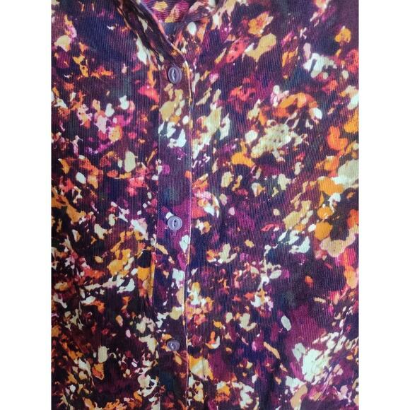 Catherine's corduroy button-down shirt sz 4X abstract fall colors lightweight - Picture 2 of 6